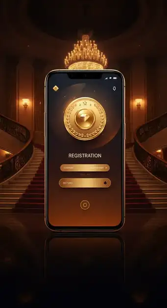 Illustration der Registrierungsoberfläche von Dolly Casino mit Eingabefeldern für E-Mail und Passwort zur sicheren Anmeldung.